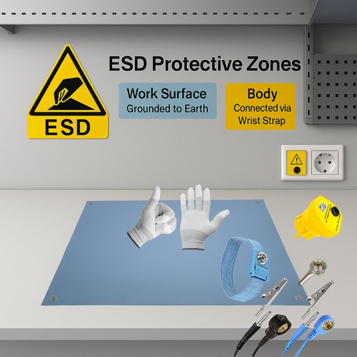 Minadax® ESD Antistatik-Matte 80 x60cm - inkl. Manschette + Erdungsstecker - Afbeelding 4 van 12