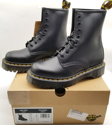 Dr. Martens 460 Women Bex Smooth Leather Lace Up Boots Sz 5 Black Combat Grunge