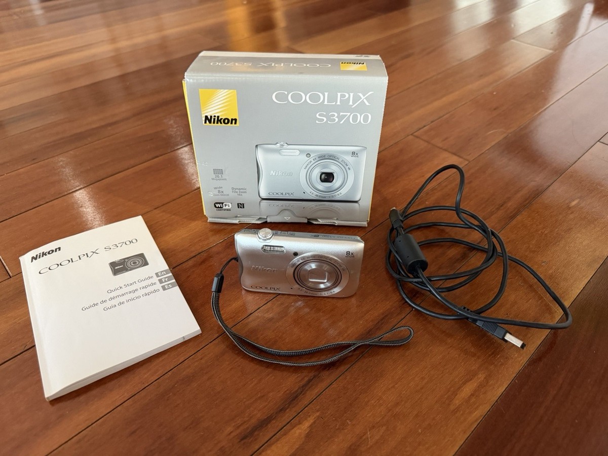 Nikon Coolpix S3700 20.1MP Digital Camera - No Battery- Silver