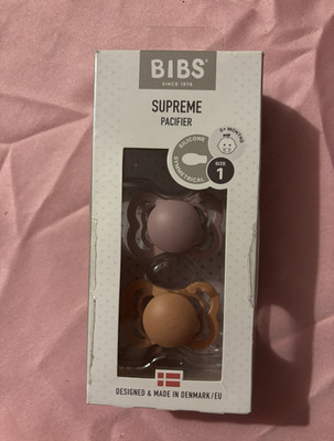 BIBS Supreme Pacifier 2-Pack Size 1 (0-6 Months) Silicone, Pink/Brown