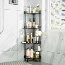 Corner Shower Caddy Standing - 4-Tier Stainless Steel Organizer with Soap Holder