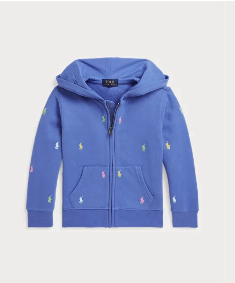Ralph Lauren bambino polo pony pile ricamato full zip felpa con cappuccio M10 12 nuovo con etichetta