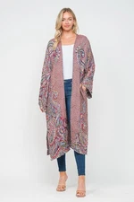 RAJ EMBROIDERED paisley  DUSTER long  NWT red pink pockets boho festival 