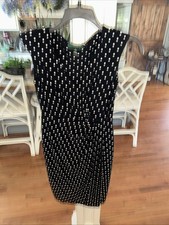 Lauren Ralph Lauren Women Sz 2 Black & White Polka Dot Sleeveless A-Line Dress