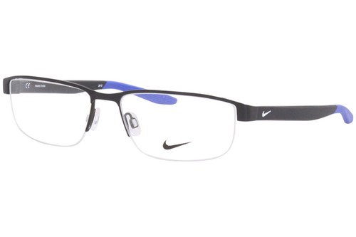 Nike 8138 008 Eyeglasses Men's Satin Black/Racer Blue Optical Frame 56mm