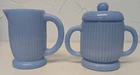 Vintage Milk Glass Delphite Blue Creamer and Sugar set