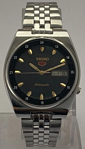 Vintage Seiko5 Black Dial "D/D" 7009 Stainless-Steel Bracelet Automatic Watch