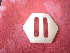 Vintage Mother of Pearl Shell Hexagon Slide Buckle 1 3/8 x 1 1/2 In. KJ
