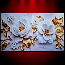 Abstract Flowers Atraction Painting Christmas gift Canvas framed Large home wall