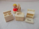 VTG FP Little People lot 5 toilet kitchen sink bathroom sink oven range opens