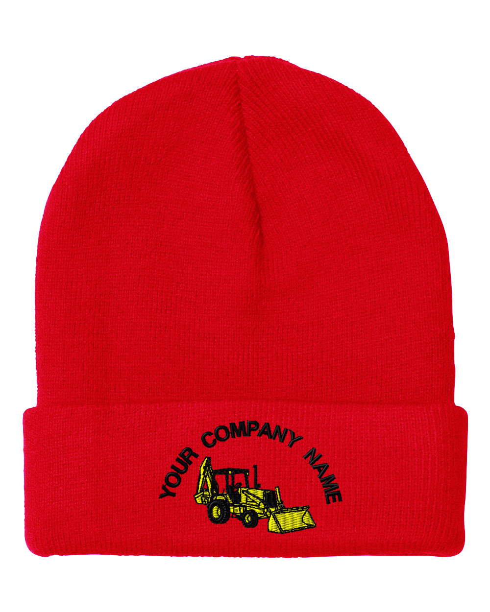 Your Text Here Custom Backhoe Loader Embroidered Beanie Skully Hat Cap