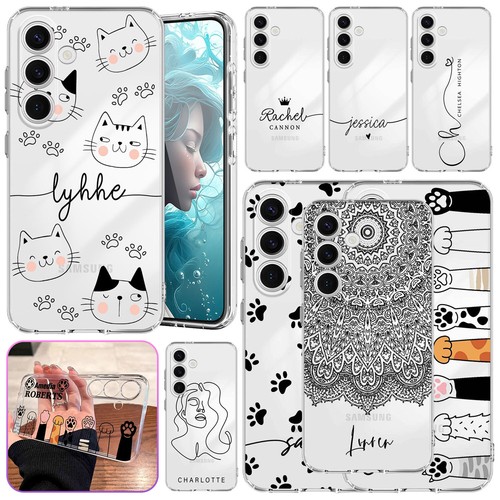 Cute Cat Personalised Phone Cover For Samsung Galaxy S25 S24 S23 S22 Rubber Case