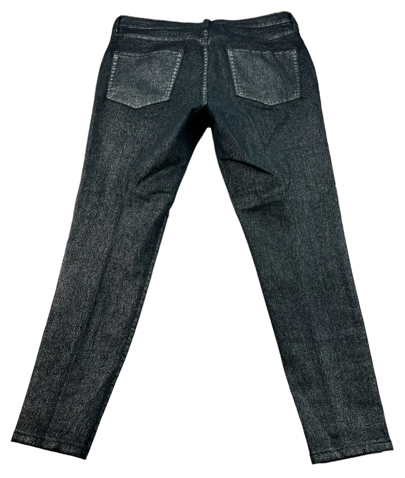 Pantalones de mezclilla A New Approach para mujer talla 8 negros plateados brillantes metálicos ajustados elásticos Foto 2 de 4