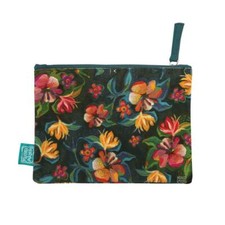 "Flowers" Zip Pouch ARP2032 Cotton Canvas 8"x6" Make-up, Pens/Pencils, Trinkets