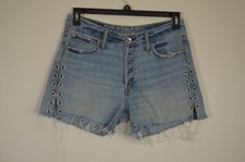 Abercrombie  Fitch Denim Short Blue Grommets Women Button Fly Distress Cut Off