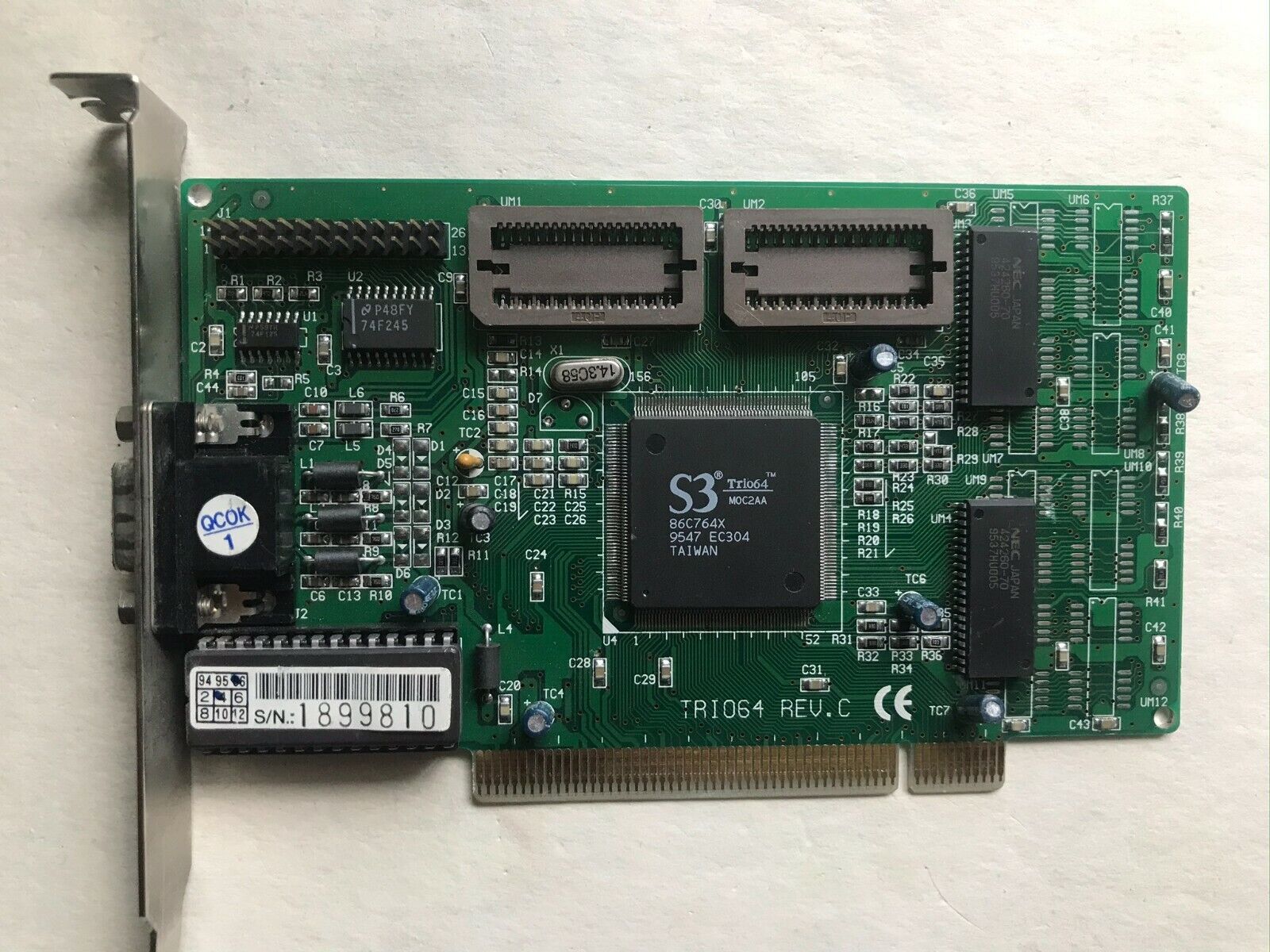 Video Card S3 Trio64 rev.C  1mb PCI =TESTED=