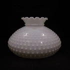 11.75" Fitter 13.25" Vintage MCM White Milk Glass Hobnail Hurricane Lamp Shade