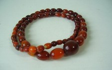 Antike Art deco Naturbernstein Kette Amber Oliven um 1920
