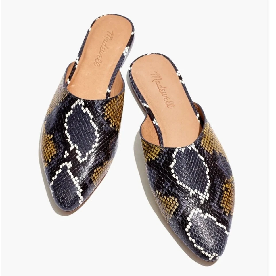 Zapatos para mujer MADEWELL Remi Mules serpiente cuero en relieve talla 8 grafito Foto 2 de 4