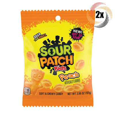 2x Bags Sour Patch Kids Peach Flavor Soft & Chewy Gummy Candy | 3.6oz