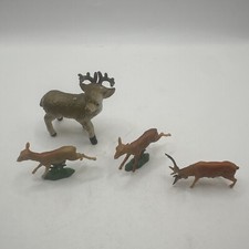 Vtg Christmas Hard Plastic Celluloid Elk Reindeer Deer Bambi Blue Eyes Lot Tiny
