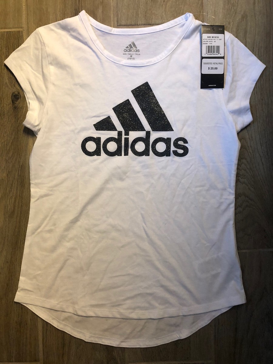 Y。 Adidas Girls Shirt NWT Medium. Sparkly Logo | eBay