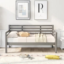 Twin/Full Size Daybed Sofa Bed Platform Bed Wood Bed Frame Guest Bed White/Gray
