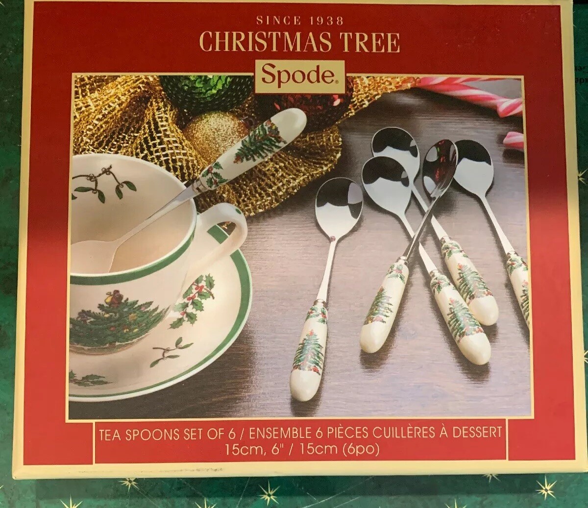 Spode Christmas Tree Teaspoons Procelain Preowned