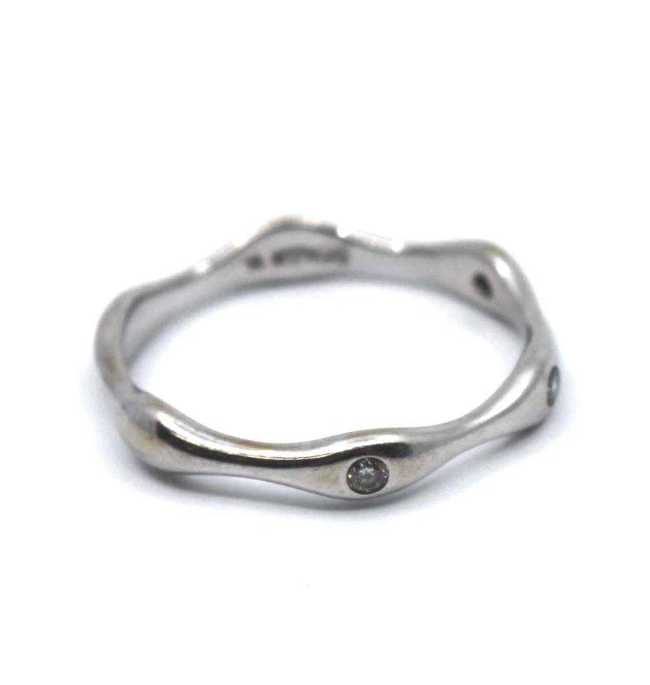 Anillo Sonia B. Diamante Apilable Oro Blanco Sólido 14k Talla 7 Foto 3 de 4