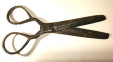 Antique IRON Sewing Scissors Big 13 1/8" - 32.2 cm Bronze Engraved Early 1800's