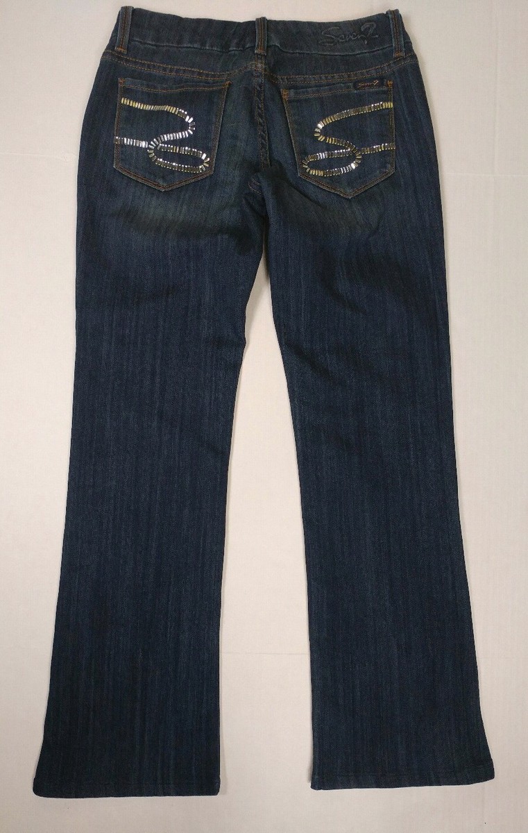 Seven 7 women's Denim Blue Jeans Bootcut Rhinestones Sz 27 | eBay