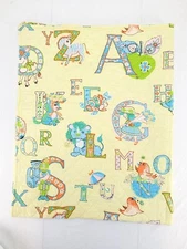 Vintage Baby Blanket Yellow Alphabet Theme Retro Kitsch Nursery 39" x 49"
