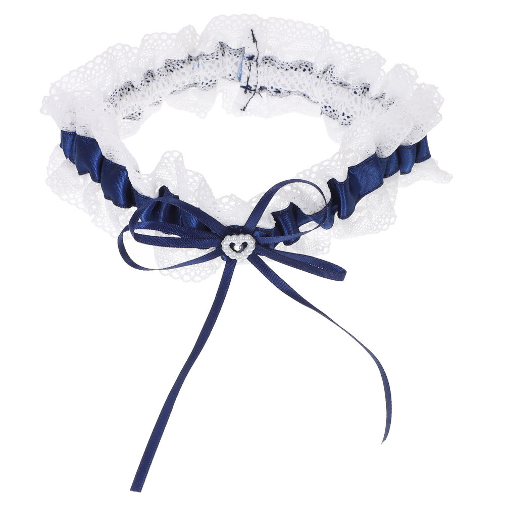 Giarrettiera Sposa In Pizzo Blu - 2 Pezzi Regolabile (Circonferenza Coscia 35-60cm)