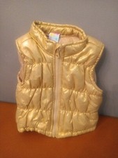 HEALTHTEX BABY Full Zip Puffer Vest Size 12M GOLD TONE GREAT COND