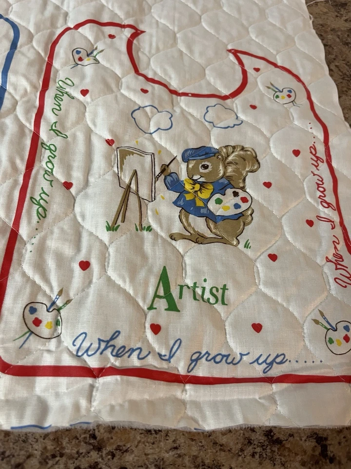 Vintage UNFINISHED Quilted Baby Bib Fabric Panel To Make 4 Bibs. Wamsutta - Image 3 of 4