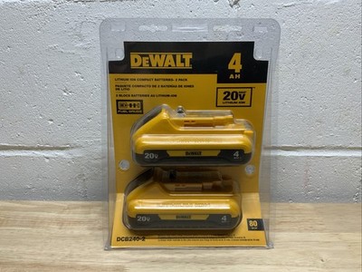 DeWalt 20v Lithium Ion Compact Battery 4Ah Set of (2) (DCB240-2) NEW & SEALED