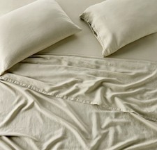 King 100 Linen Sheet Set Light Olive Green - Casaluna NEW