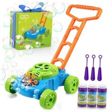 Bubble Lawn Mower for Toddlers 1-3, Kids Bubble Machine for 1 Green orange