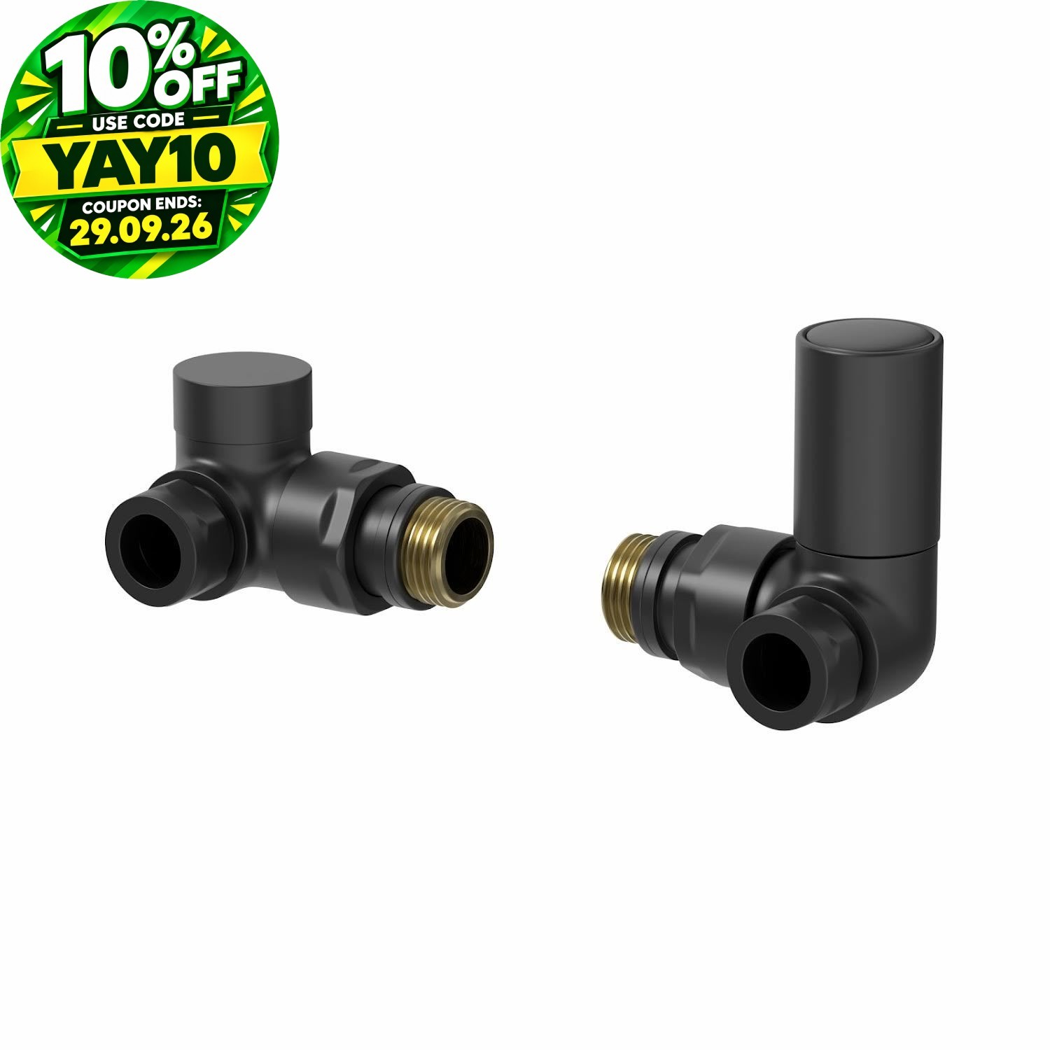 RadiLux Corner Black Radiator Valve Pack - 15mm