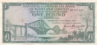 #National Commercial Bank of Scotland Limited 1 Pound 1964 P 269 VF Forth Bridge