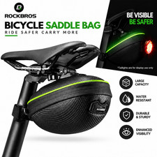 ROCKBROS Bicycle Saddle Bag 1L Bike Hard Shell Rear Tail Bag with Tail Light