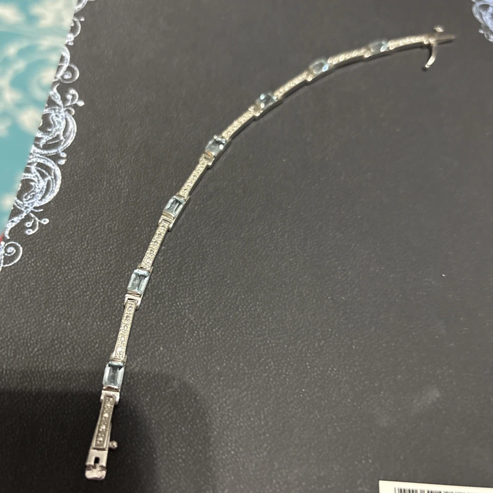 Потрясающий браслет из чистого серебра и аквамарина - Изображение 3 из 4