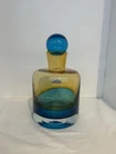 Vintage Evolution by Waterford Crystal Art Glass Decanter Amber & Turquoise