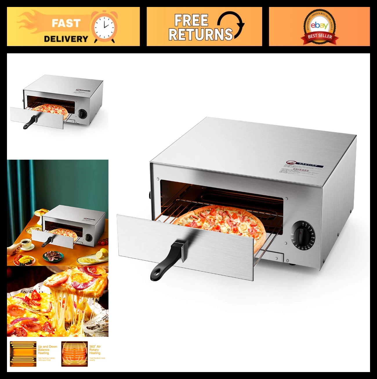 Costway Stainless Steel Electric Countertop Oven with Removable Tray