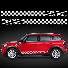 White 78.7'' Car Checkered Flag Decal - Side Stripes - Universal Racing