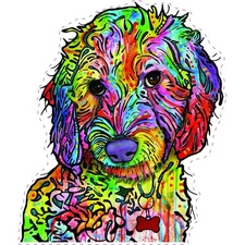 Dean Russo Labradoodle Car Stickers, Outdoor Rated Vinyl Sticker Decals for W...