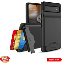 Dual Layer Wallet Case for Google Pixel 6a 2022, Protective Case with 3-Card ...
