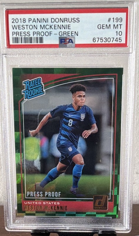 Panini Donruss 2018 Weston McKennie Rated Rookie Press Proof Green #199 PSA 10