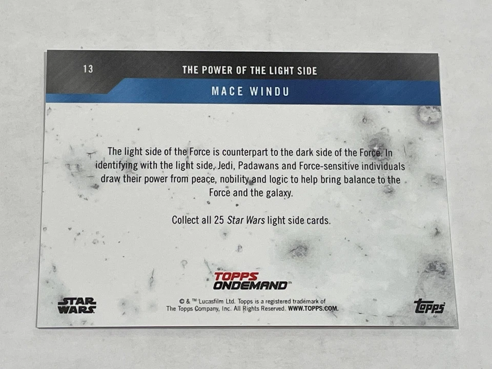2019 Topps Set 17: Star Wars: The Power of the Light Side #13 - Mace Windu - Image 2 of 2