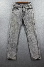 Vintage Levis Jeans Mens 31x34 (Fits 30x33) Gray Acid Wash 80s 501 Made in USA